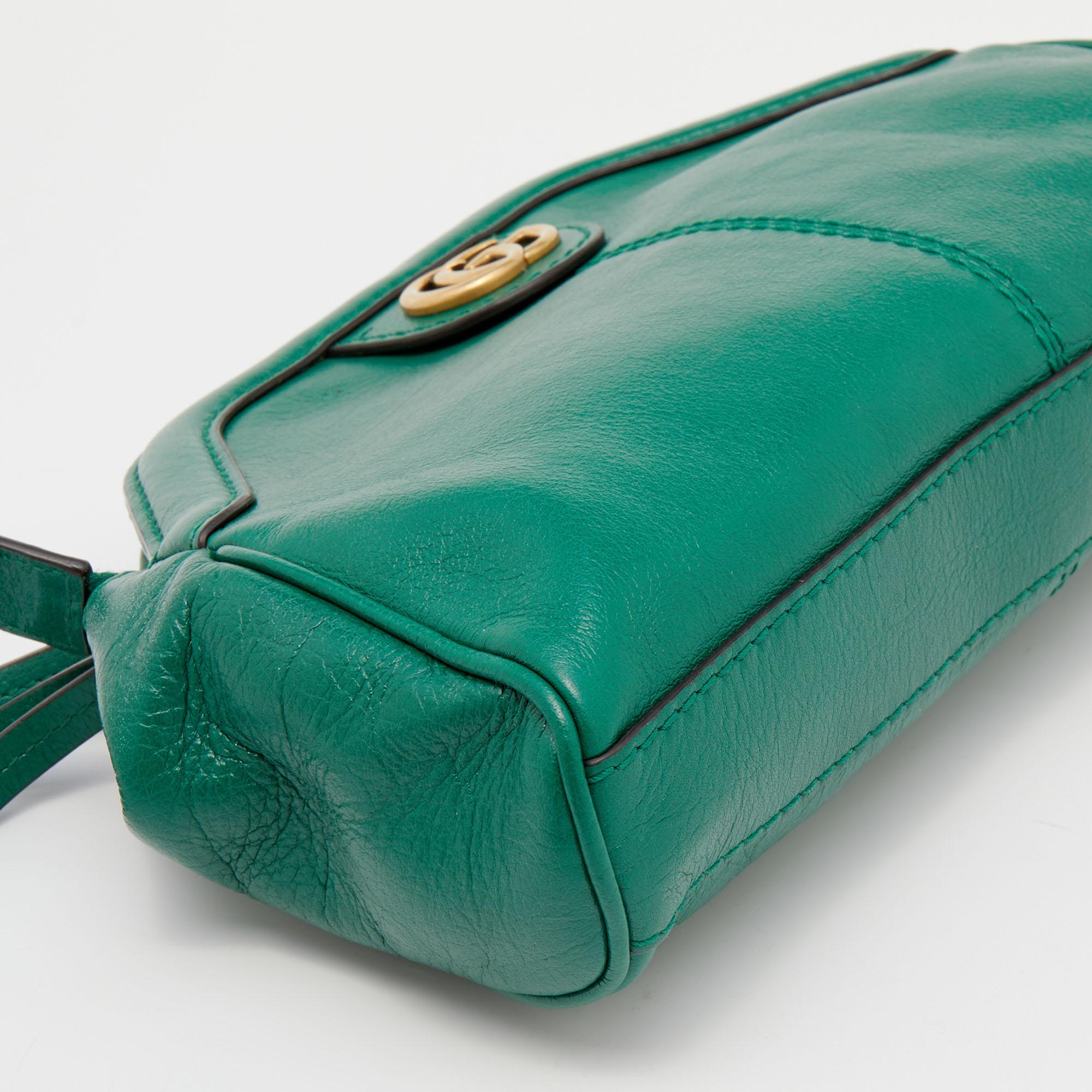 Gucci Green Leather Small Rebelle Shoulder Bag 3