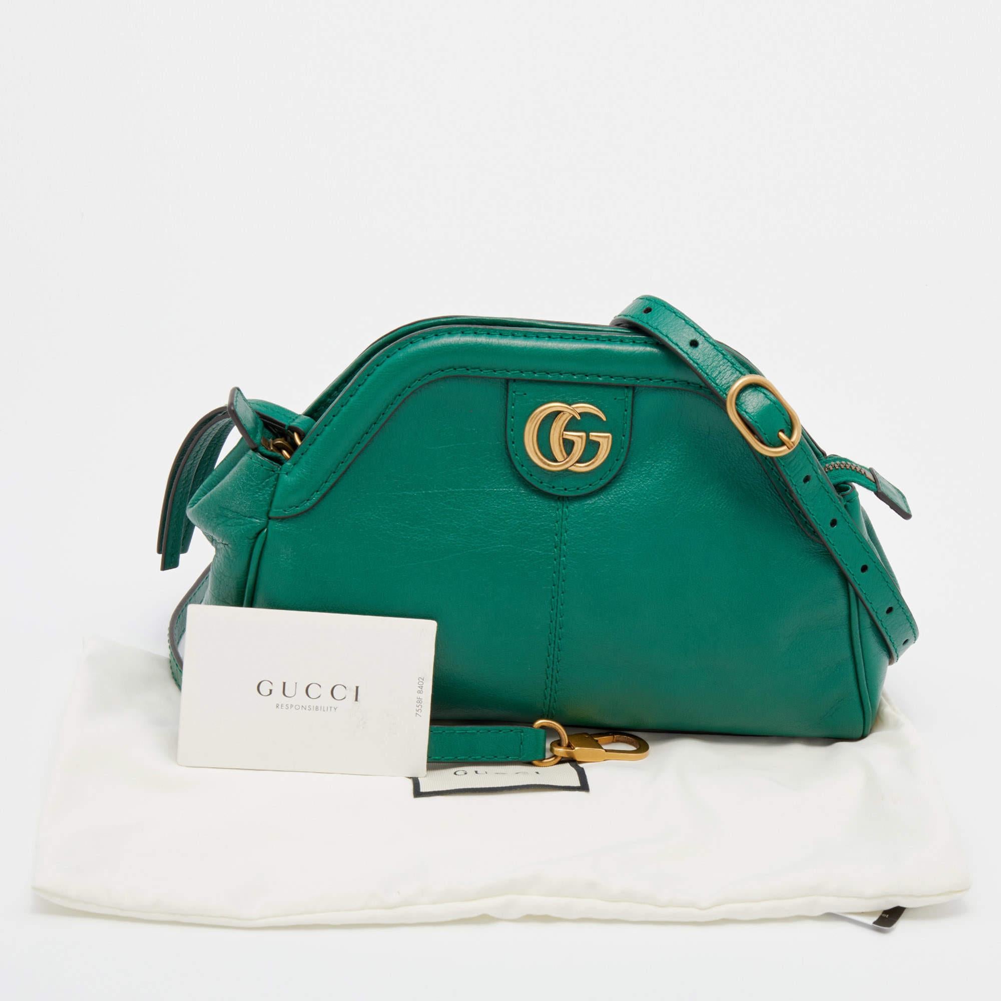 Gucci Green Leather Small Rebelle Shoulder Bag 8