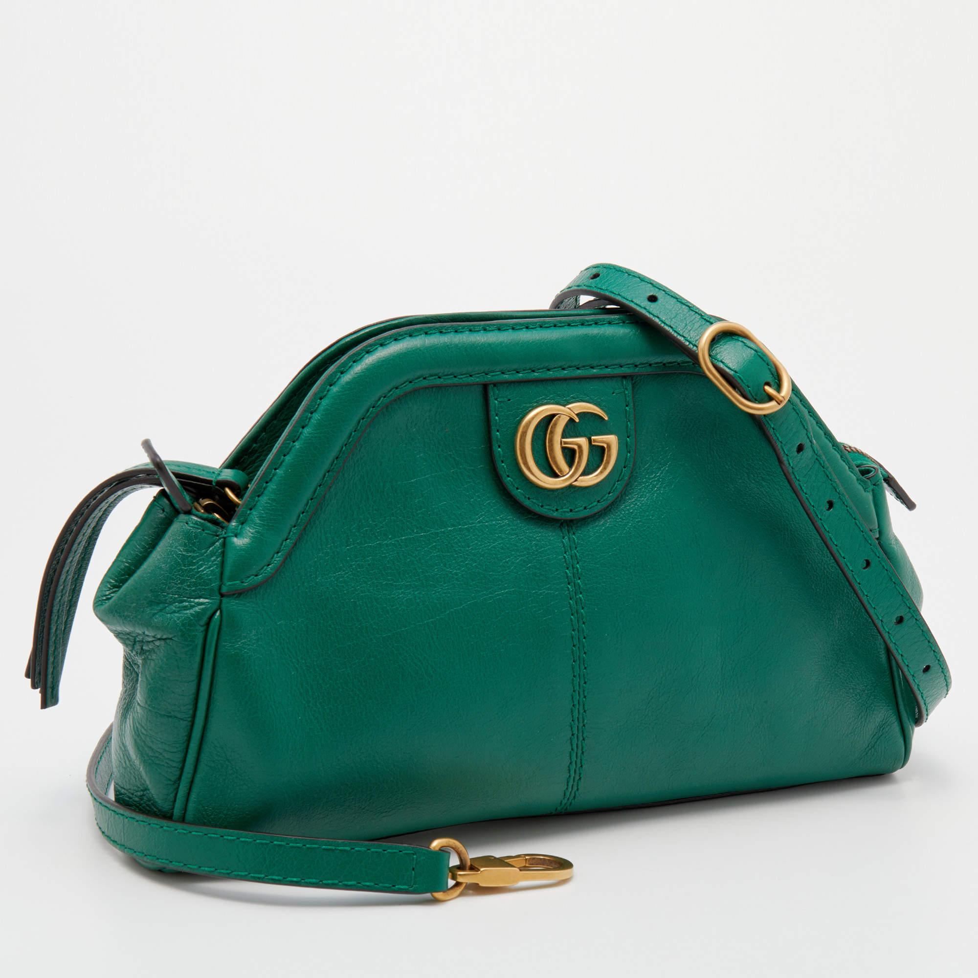 Women's Gucci Green Leather Small Rebelle Shoulder Bag