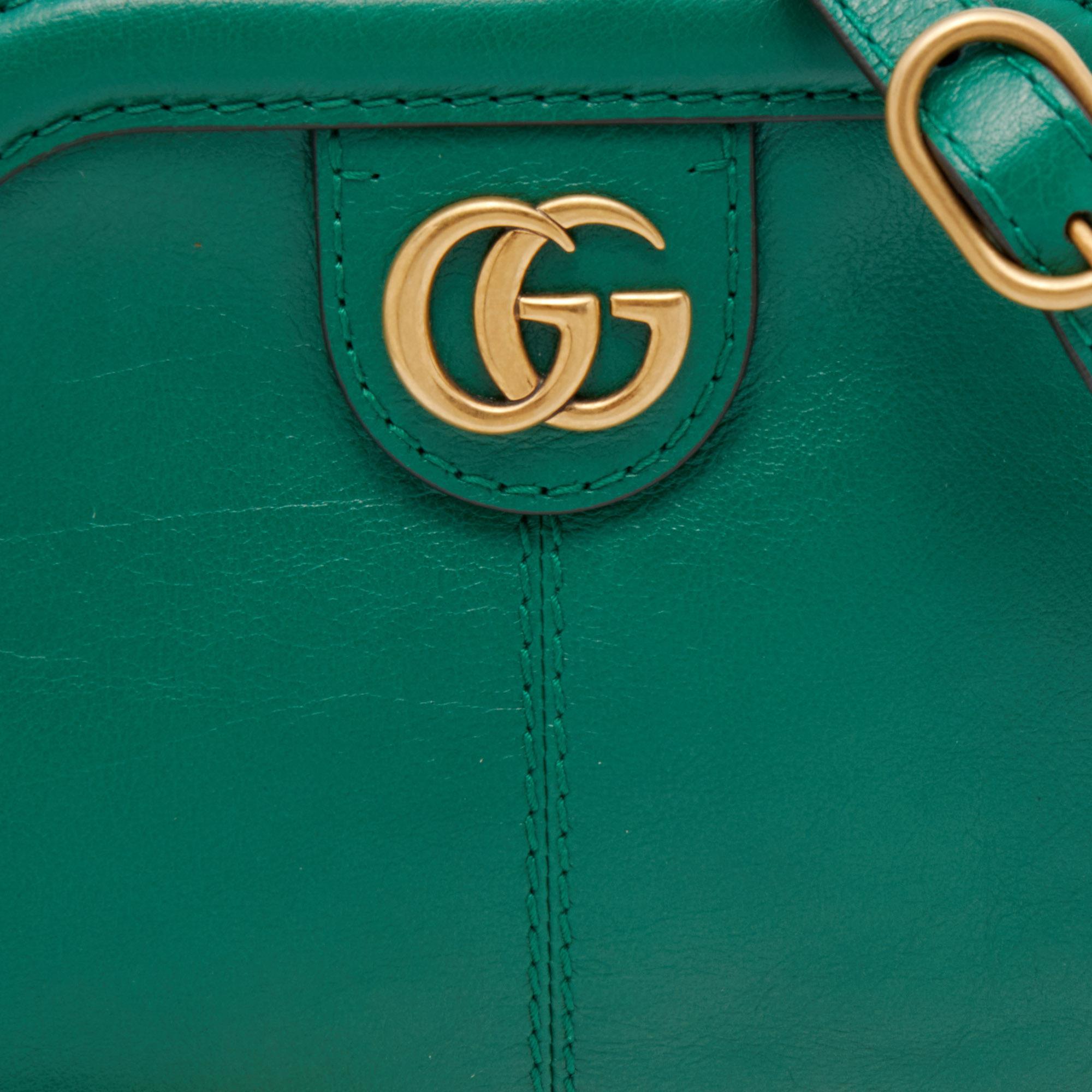 Gucci Green Leather Small Rebelle Shoulder Bag In Good Condition In Dubai, Al Qouz 2