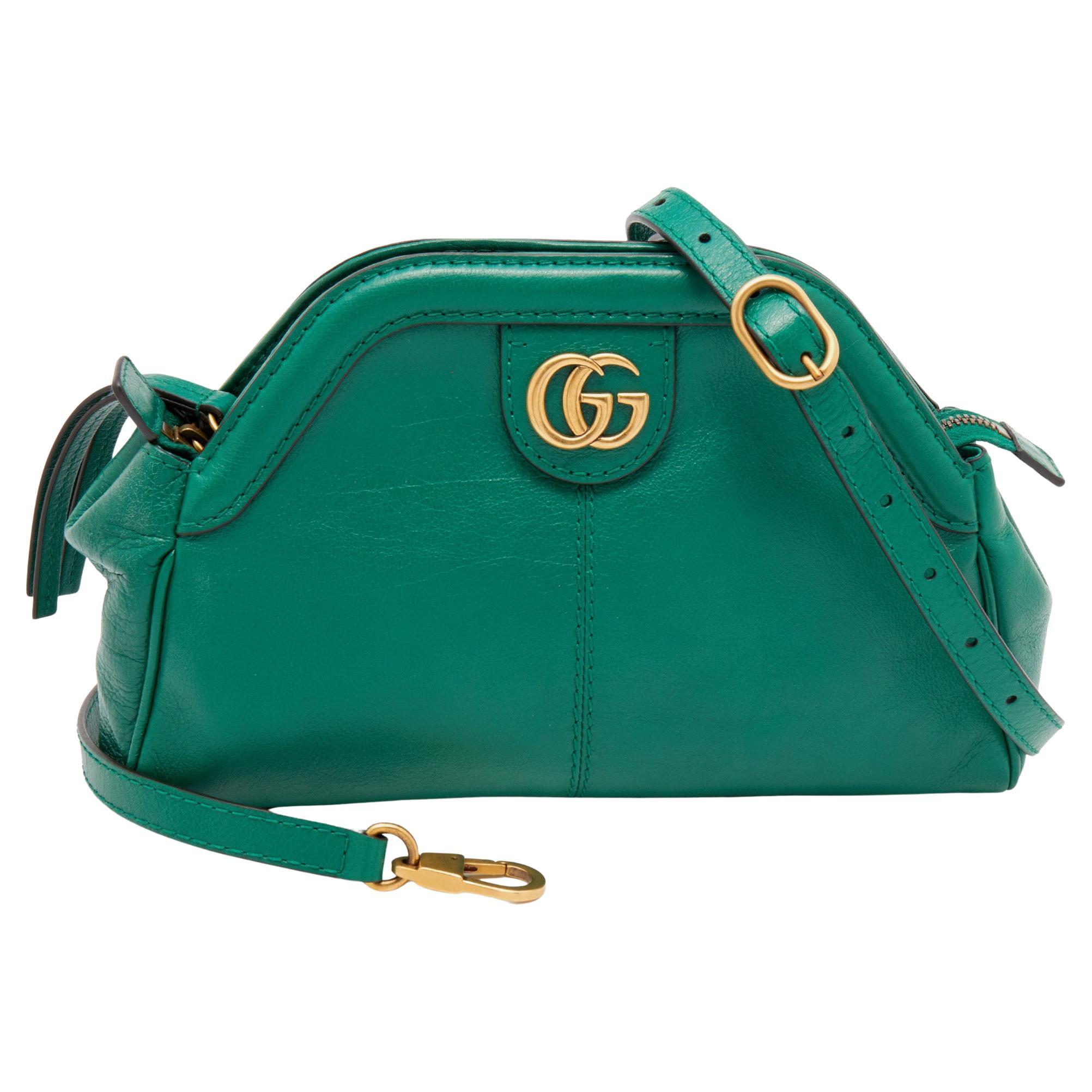 mode Voortdurende vroegrijp Gucci Green Leather Small Rebelle Shoulder Bag For Sale at 1stDibs