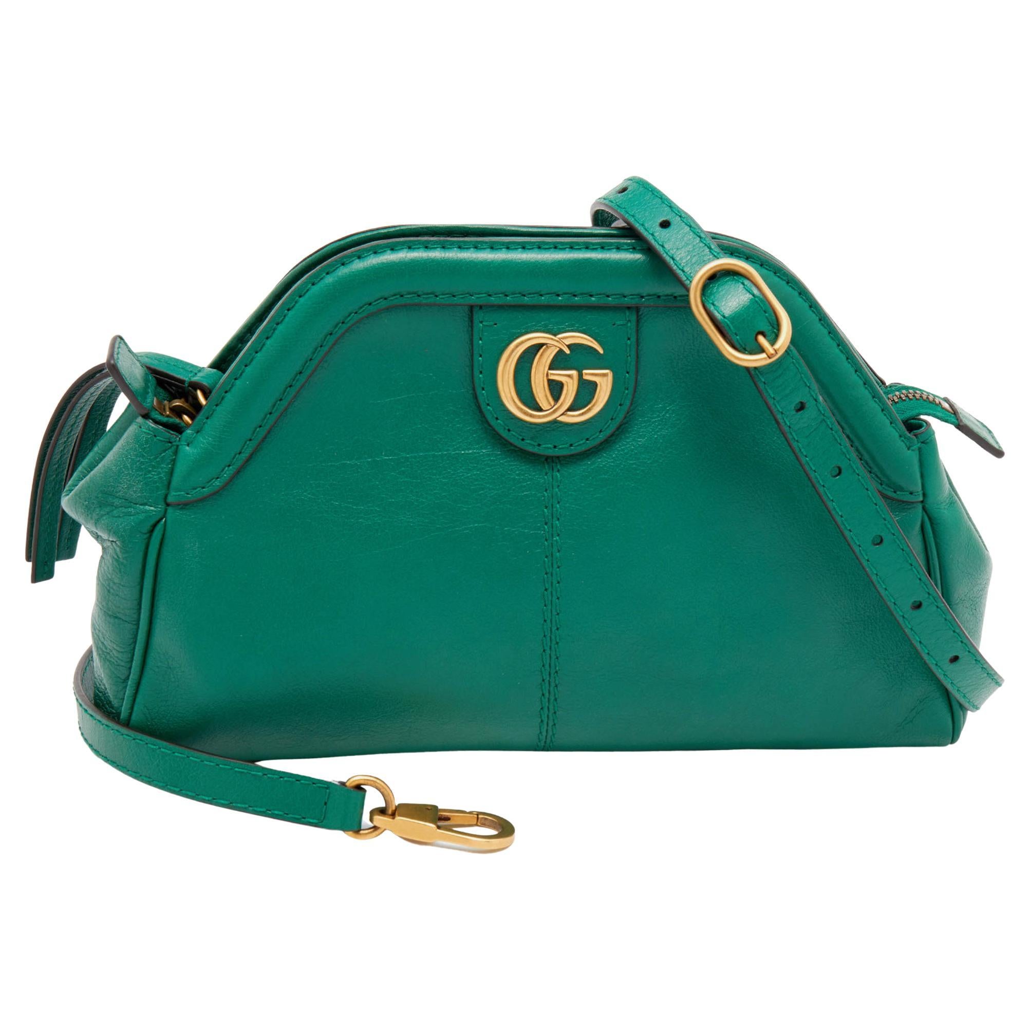 Gucci Green Leather Small Rebelle Shoulder Bag
