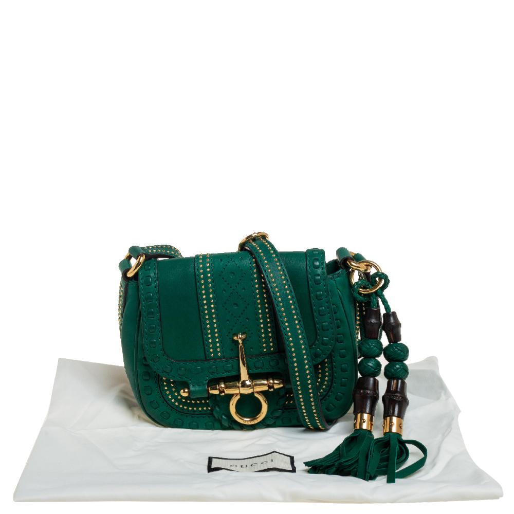Gucci Green Leather Small Snaffle Bit Shoulder Bag 6