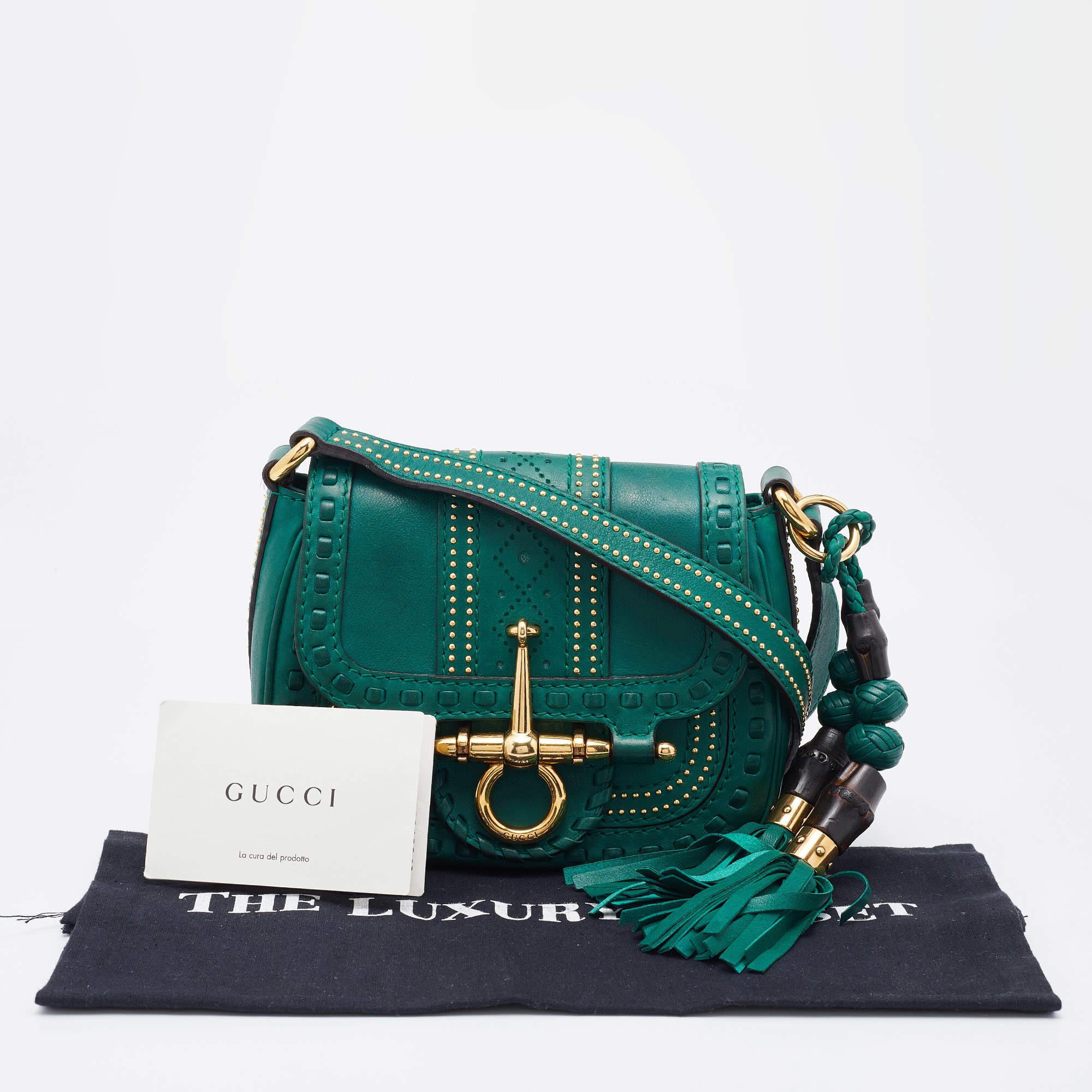 Gucci Green Leather Small Snaffle Bit Shoulder Bag 8
