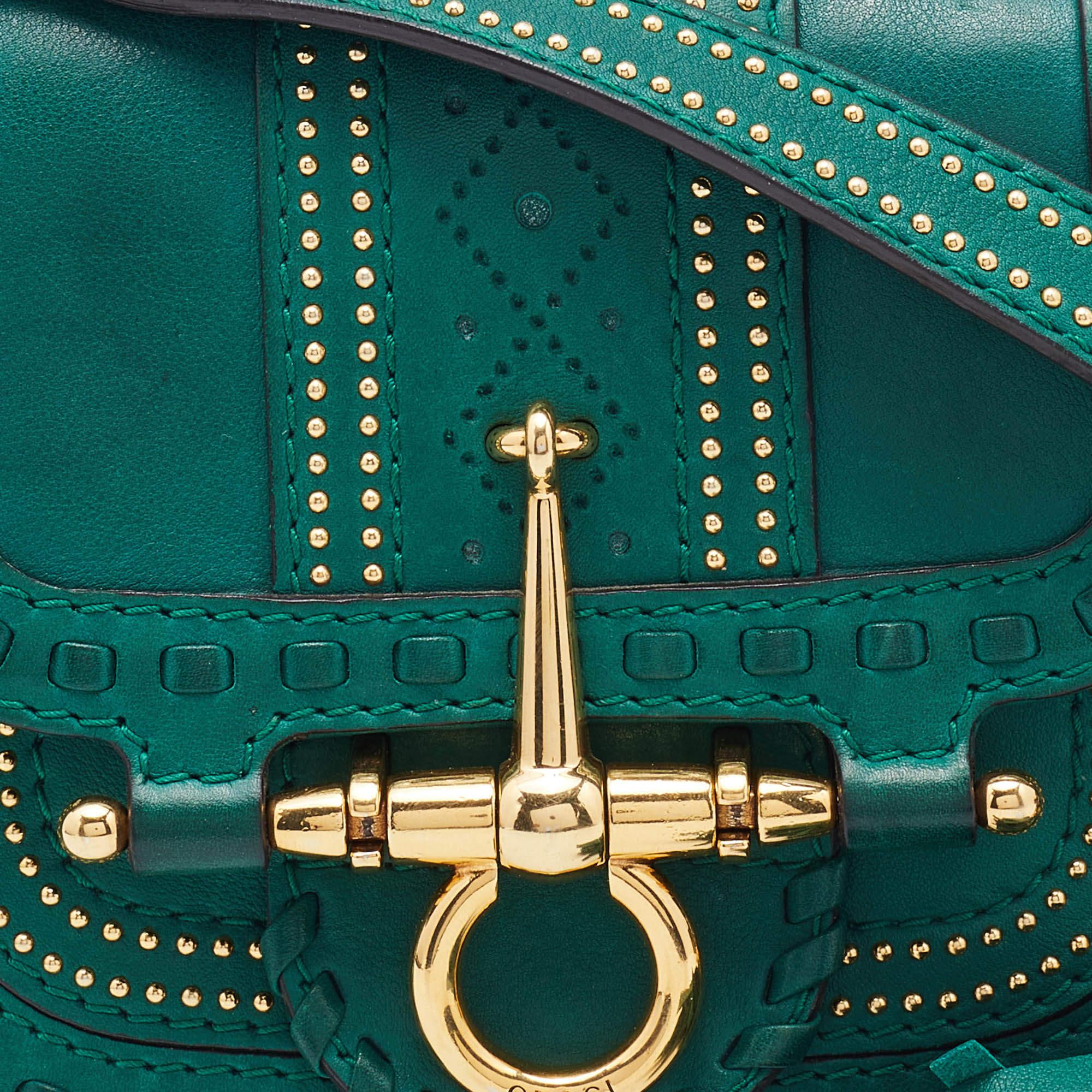 Women's Gucci Green Leather Small Snaffle Bit Shoulder Bag