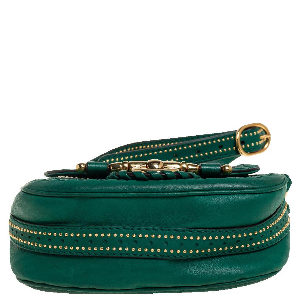 Gucci Green Leather Small Snaffle Bit Shoulder Bag In Good Condition In Dubai, Al Qouz 2