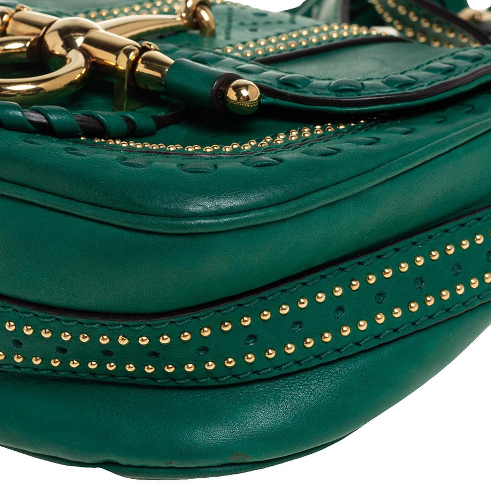 Women's Gucci Green Leather Small Snaffle Bit Shoulder Bag