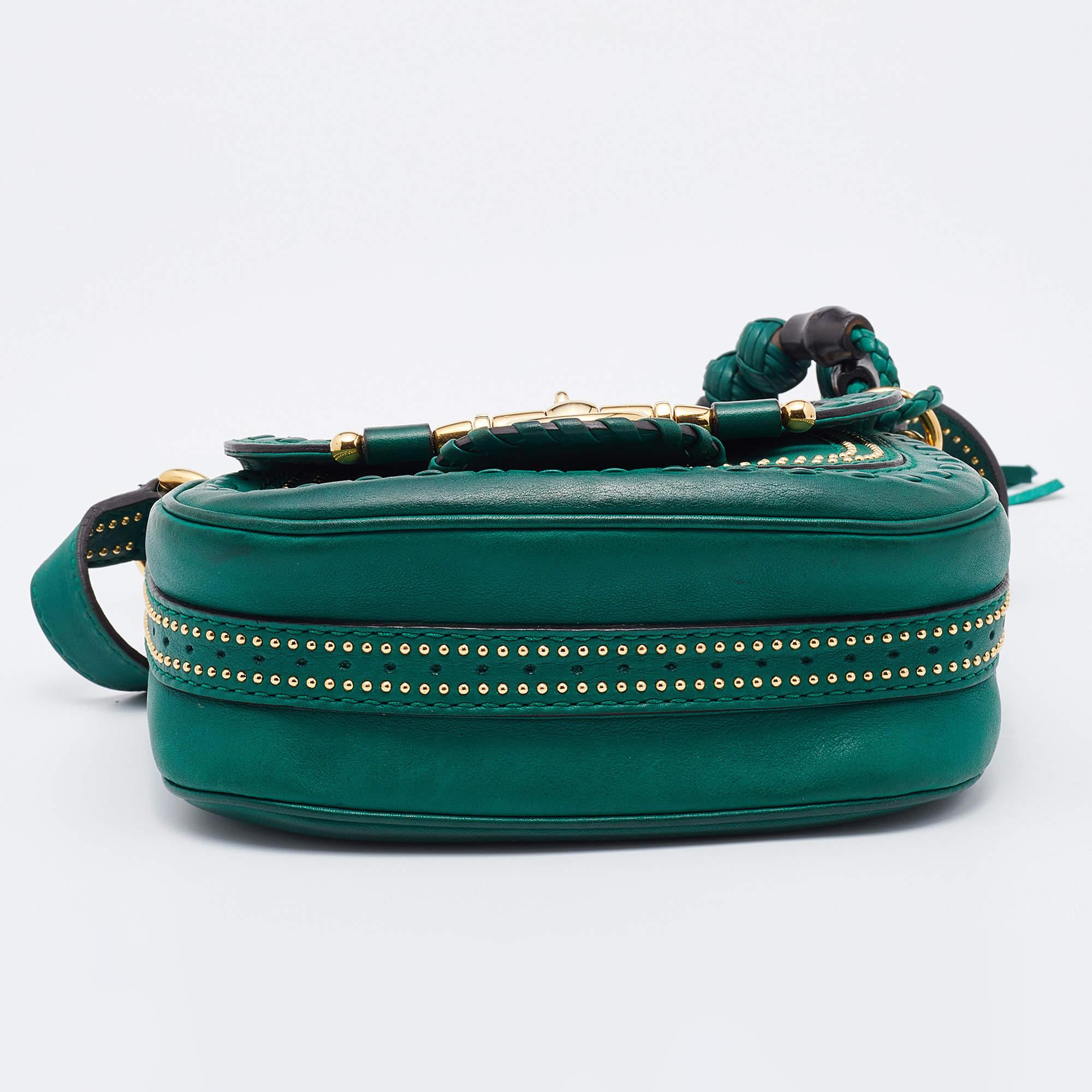 Gucci Green Leather Small Snaffle Bit Shoulder Bag 2