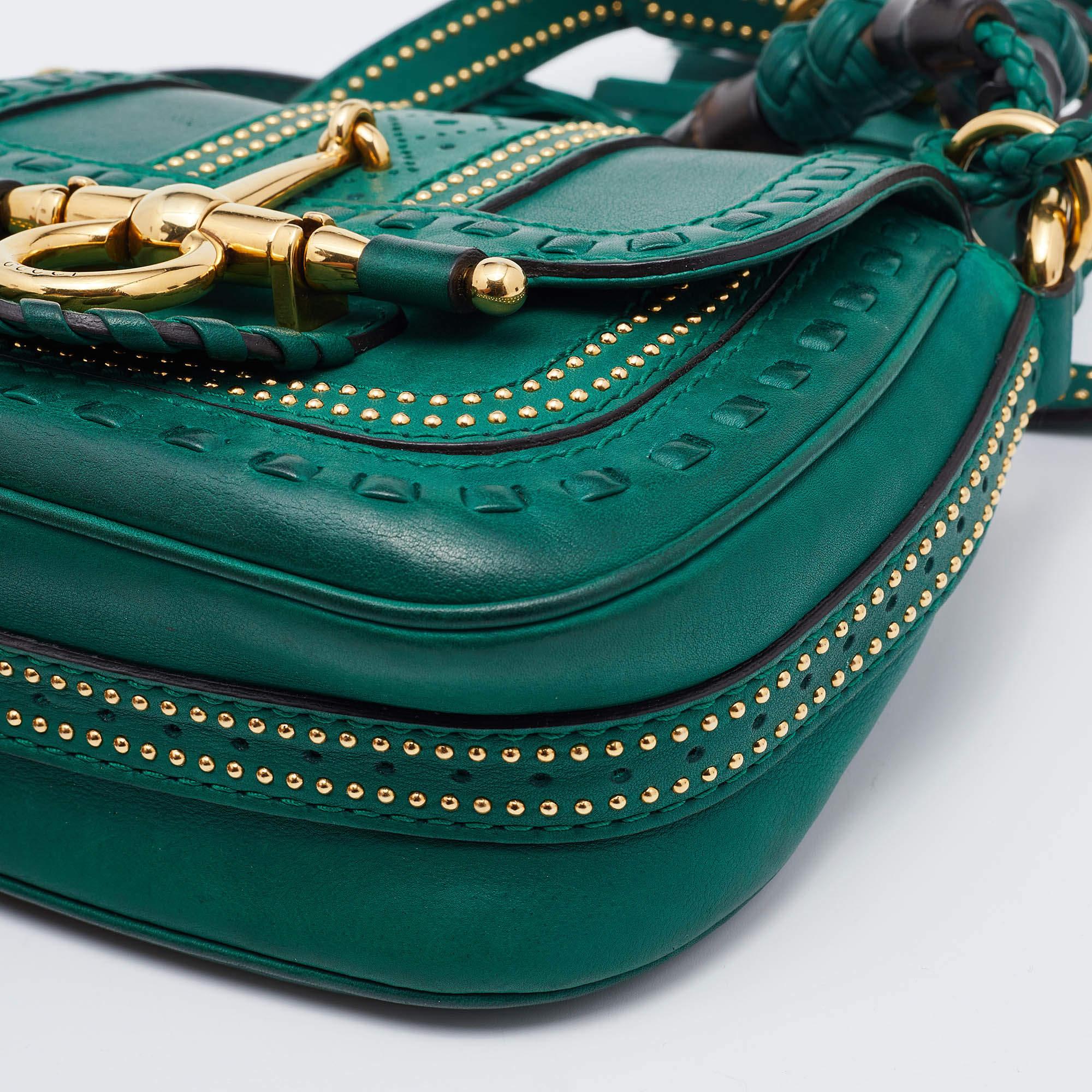 Gucci Green Leather Small Snaffle Bit Shoulder Bag 3
