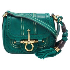 Used Gucci Green Leather Small Snaffle Bit Shoulder Bag