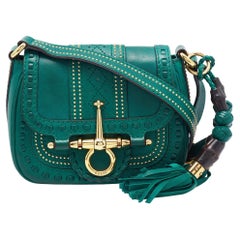 Gucci Green Leather Small Snaffle Bit Shoulder Bag