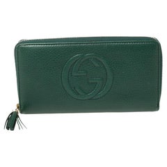 Gucci Green Leather Soho Zip Around Wallet