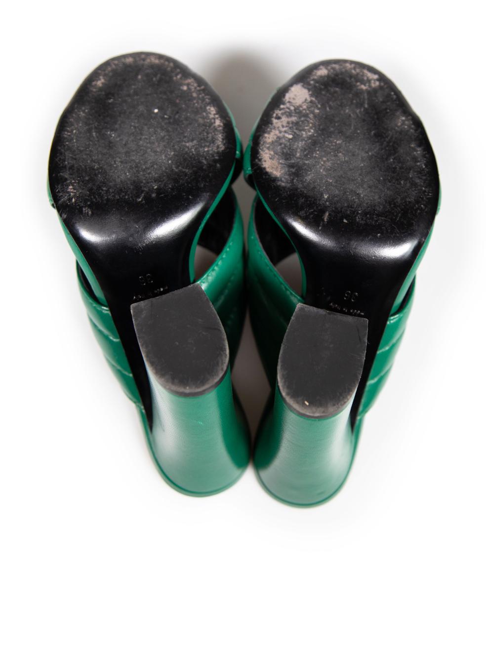Women's Gucci Green Leather Webby Strap Mules Size IT 36