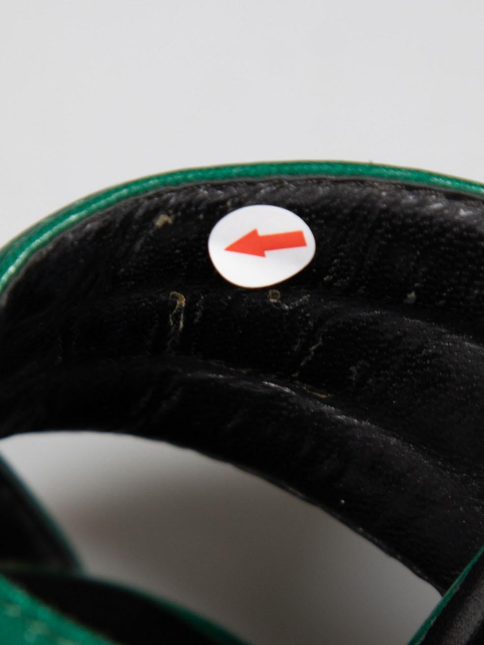 Gucci Green Leather Webby Strap Mules Size IT 36 3