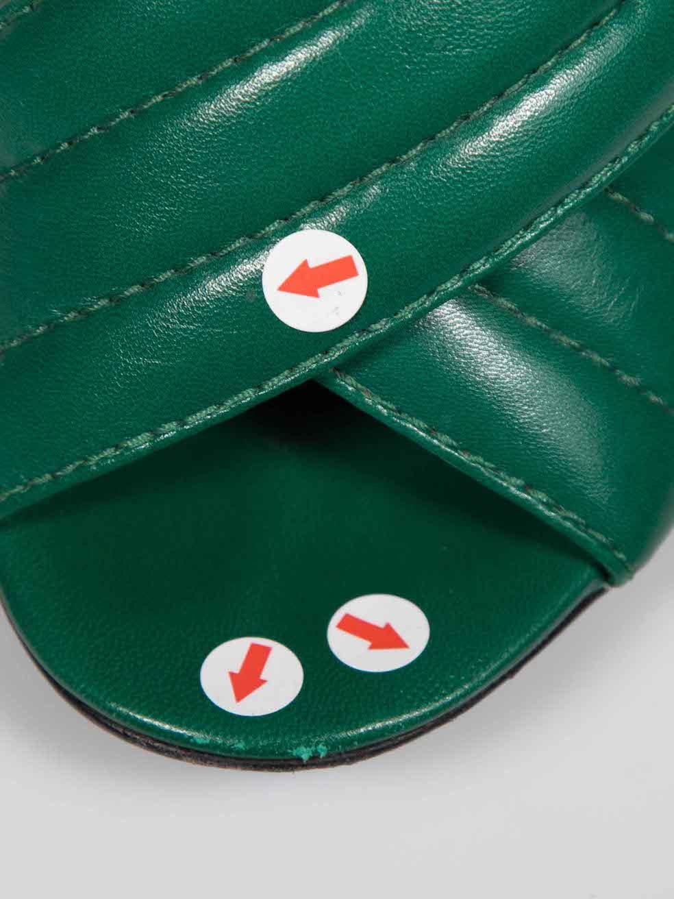Gucci Green Leather Webby Strap Mules Size IT 36 5