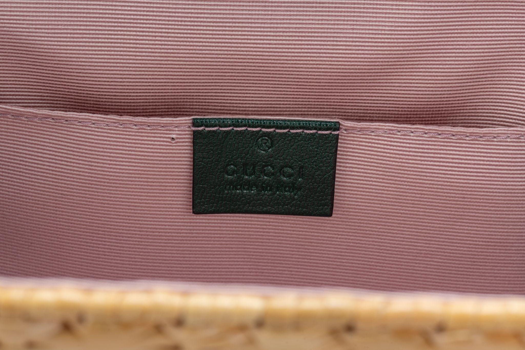 Gucci Green Leather Wicker Bag New For Sale 10
