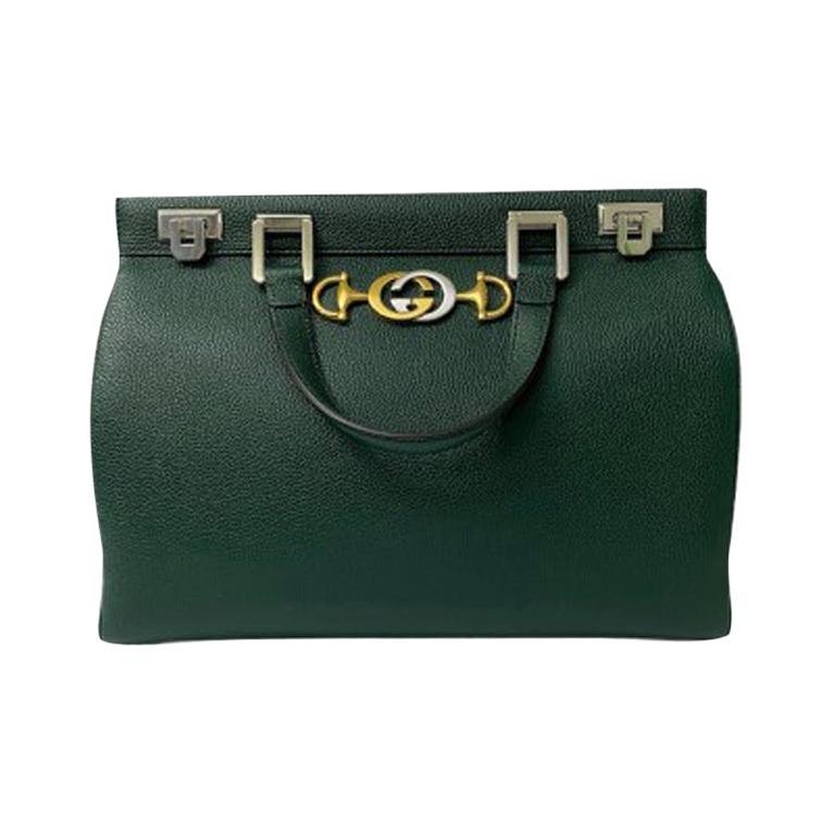 Gucci Green Leather Zumi Shoulder Bag at 1stDibs