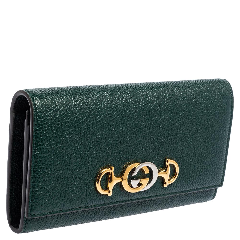 Black Gucci Green Leather Zumi Wallet