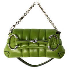 Gucci Green Lemon Leaf Nappa Vertical Horsebit Shoulder Bag
