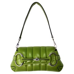 Gucci Green Lemon Leaf Nappa Vertical Horsebit Shoulder Bag