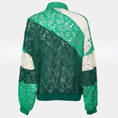 Gucci Green Logo Patch Lace Panelled Track Jacket XS