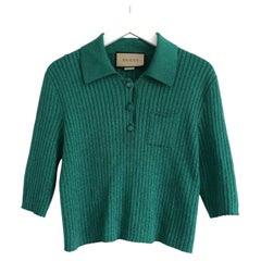 Gucci Green Lurex Cropped Sweater Top