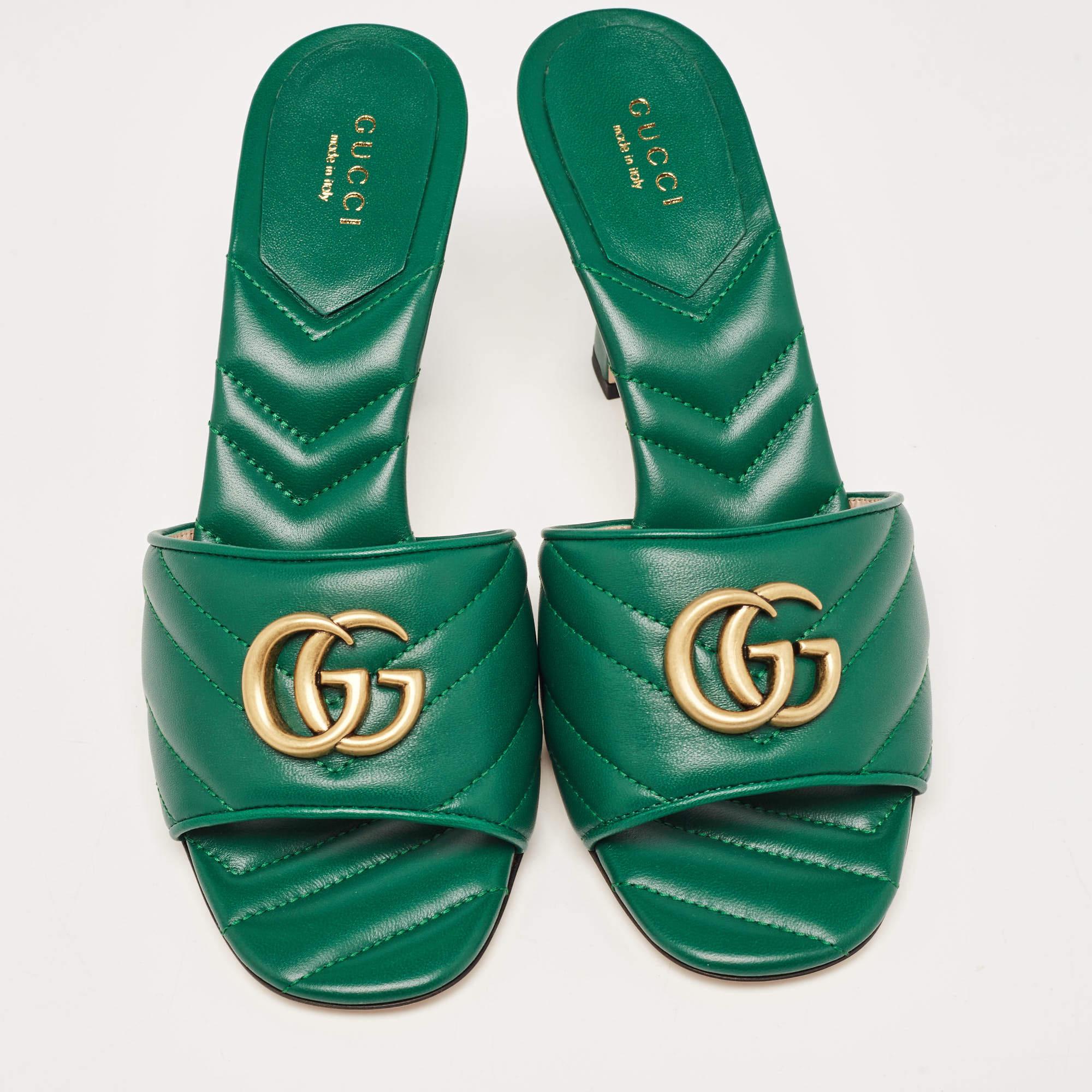 These timeless Gucci slides in green leather are meant to last you season after season. They have a comfortable fit and high-quality finish.

Includes: Original Dustbag, Original Box, Info Booklet


