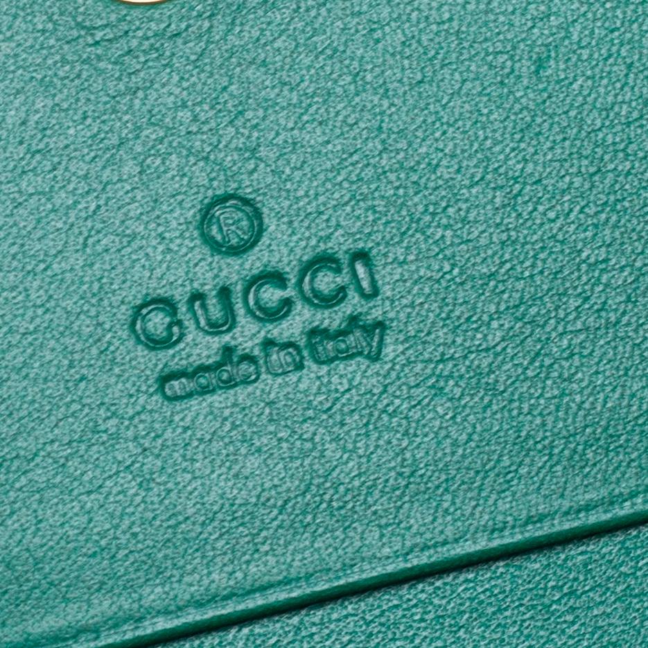 Gucci Green Matelassé Leather GG Marmont Card Case 3