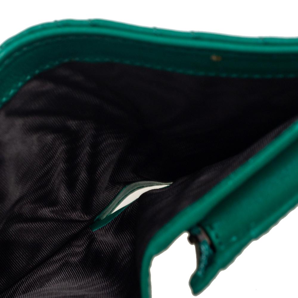 Gucci Green Matelassé Leather GG Marmont Card Case 1