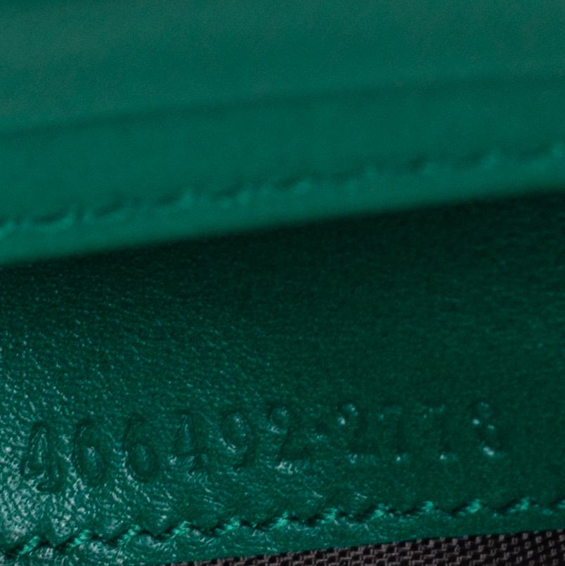Gucci Green Matelassé Leather GG Marmont Card Case 2