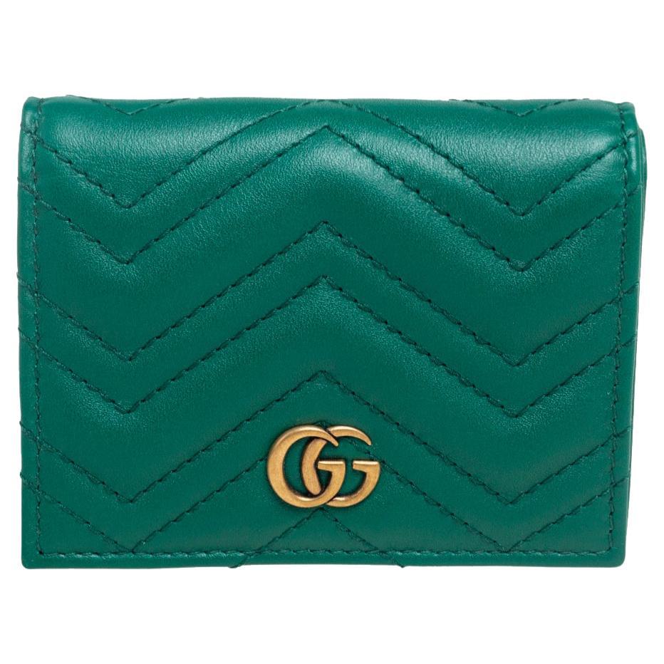 Gucci Green Matelassé Leather GG Marmont Card Case at 1stDibs  gucci  marmont card case, gucci wallet green, green gucci card holder