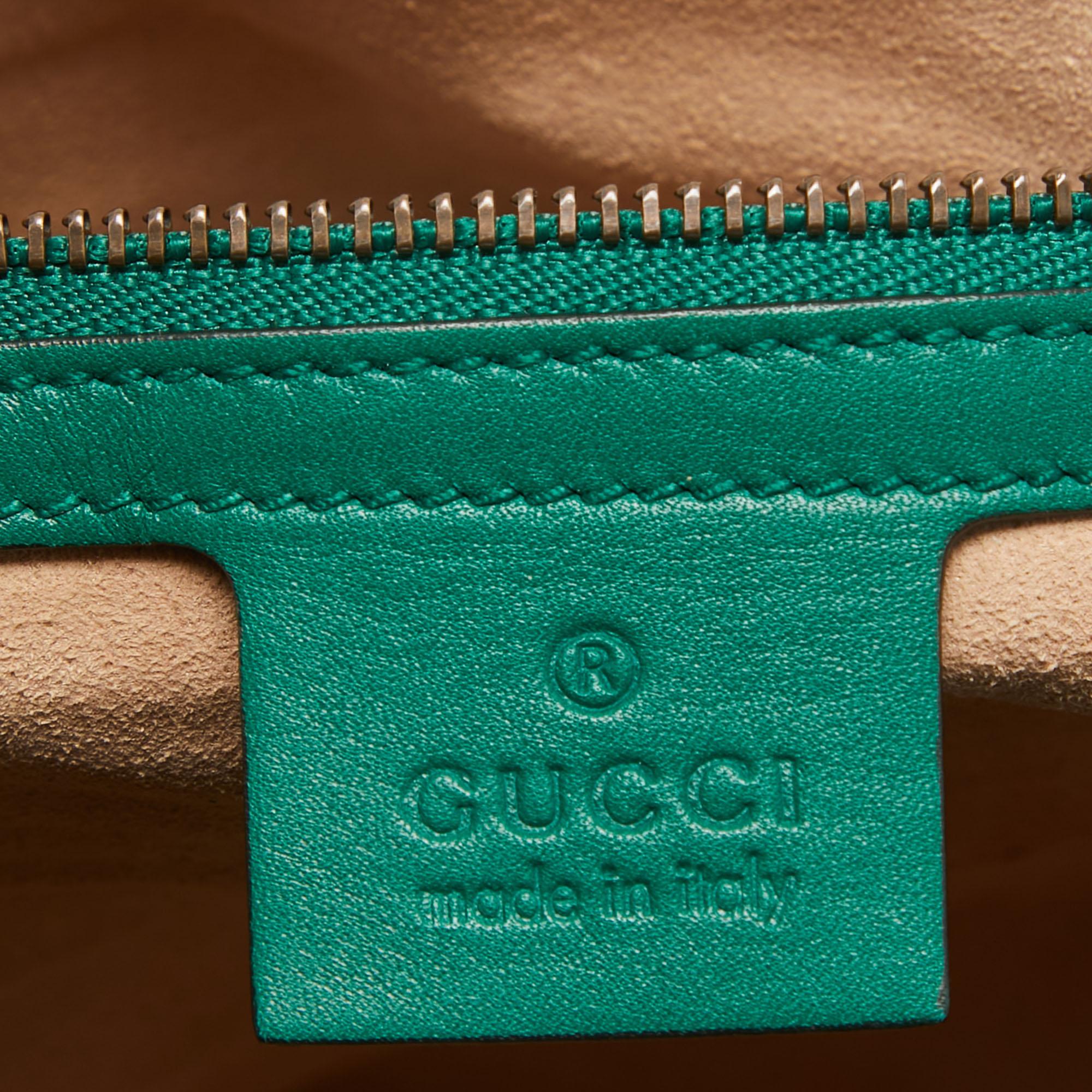Gucci Green Matelassé Leather Medium GG Marmont Shoulder Bag 4