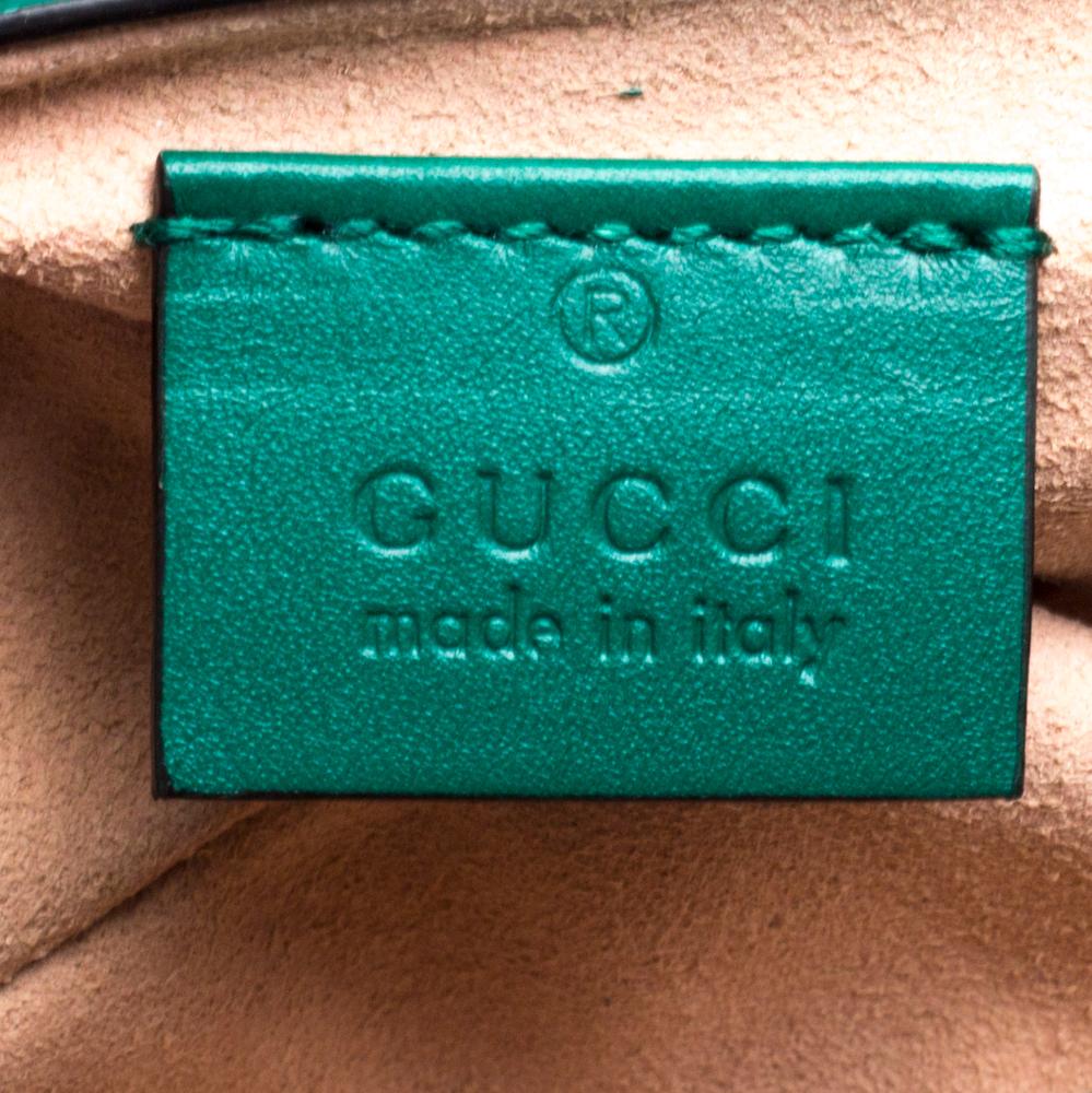 Gucci Green Matelasse Leather Mini GG Marmont Super Bag 4