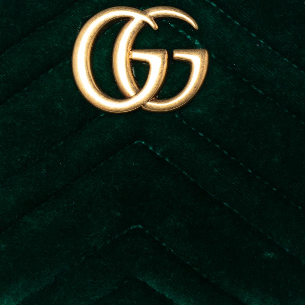 Gucci Green Matelassé Velvet GG Marmont Belt Bag 3