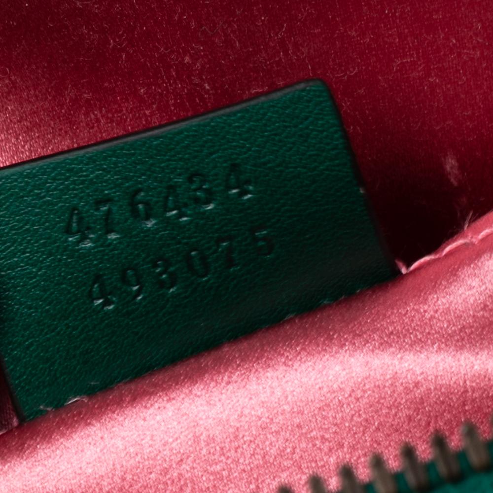 Women's Gucci Green Matelassé Velvet GG Marmont Belt Bag