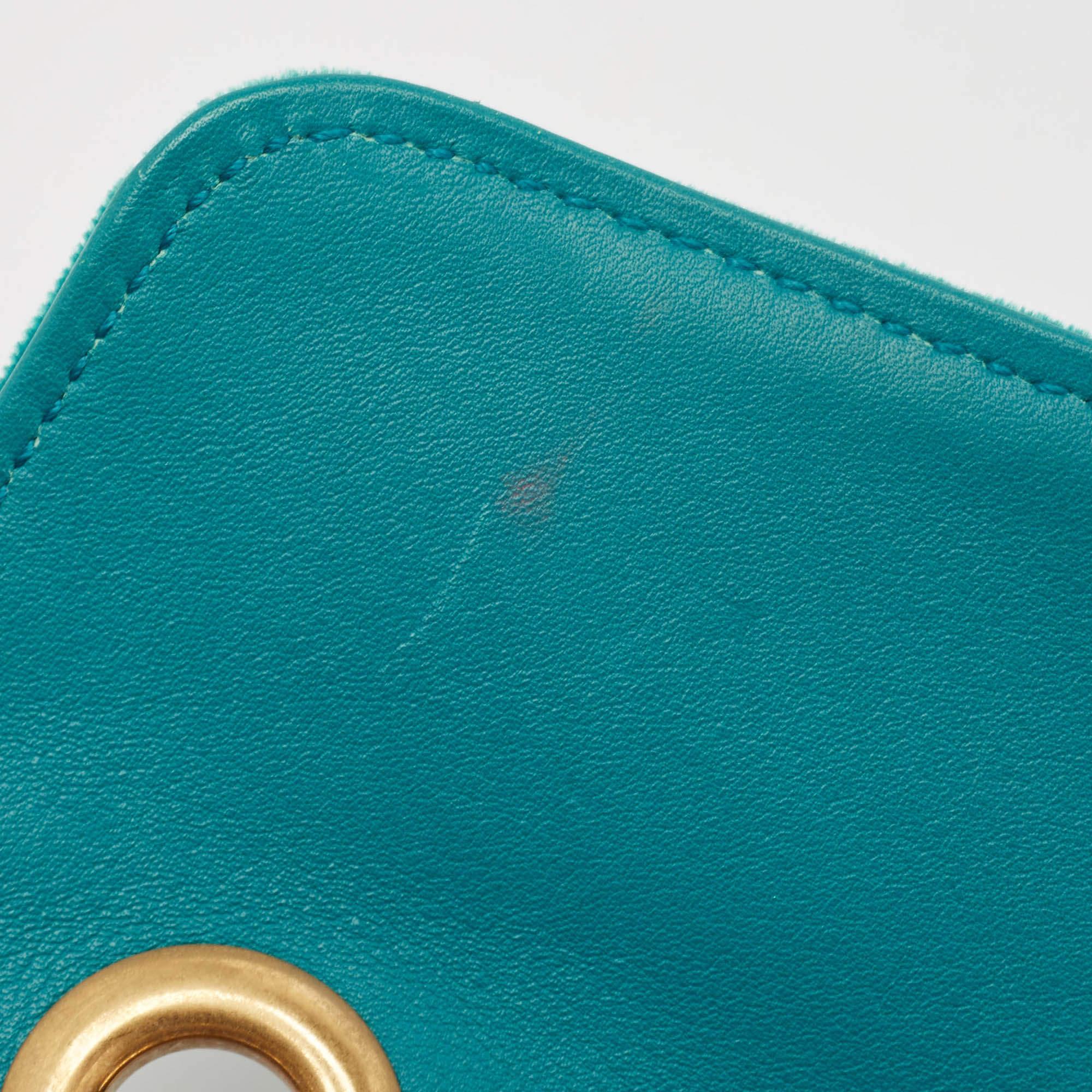 Gucci Green Matelassé Velvet Small GG Marmont Shoulder Bag 2
