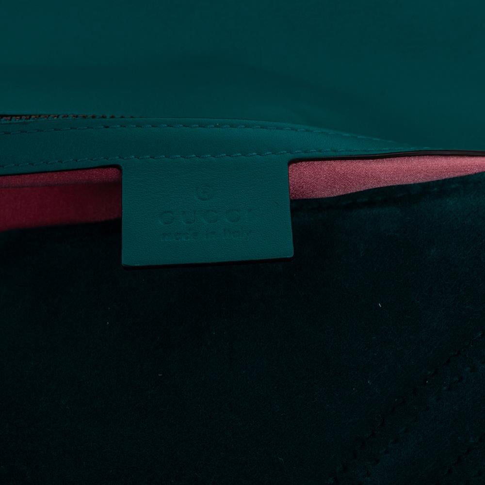 Women's Gucci Green Matelassé Velvet Small GG Marmont Shoulder Bag
