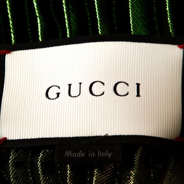 Gucci Green Metallic Plisse Silk Pleated Midi Skirt M at 1stDibs ...