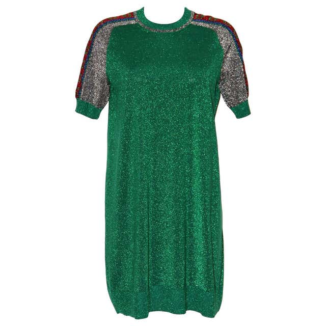 Gucci Green Metallic T-Shirt Dress at 1stDibs | gucci green dress ...