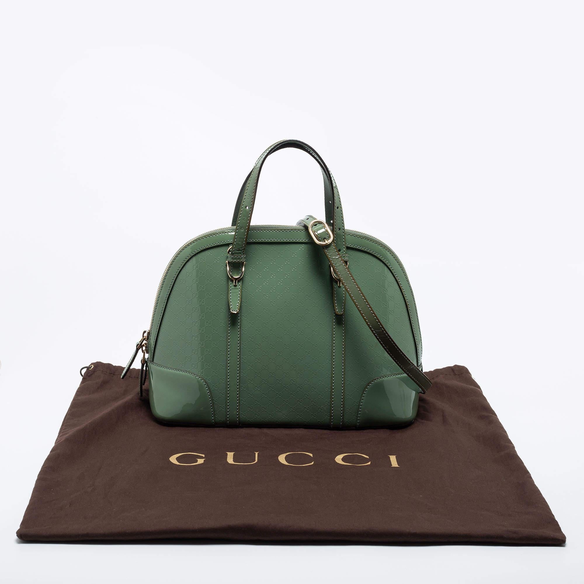 Gucci Green Microguccissima Patent Leather Nice Dome Satchel 11