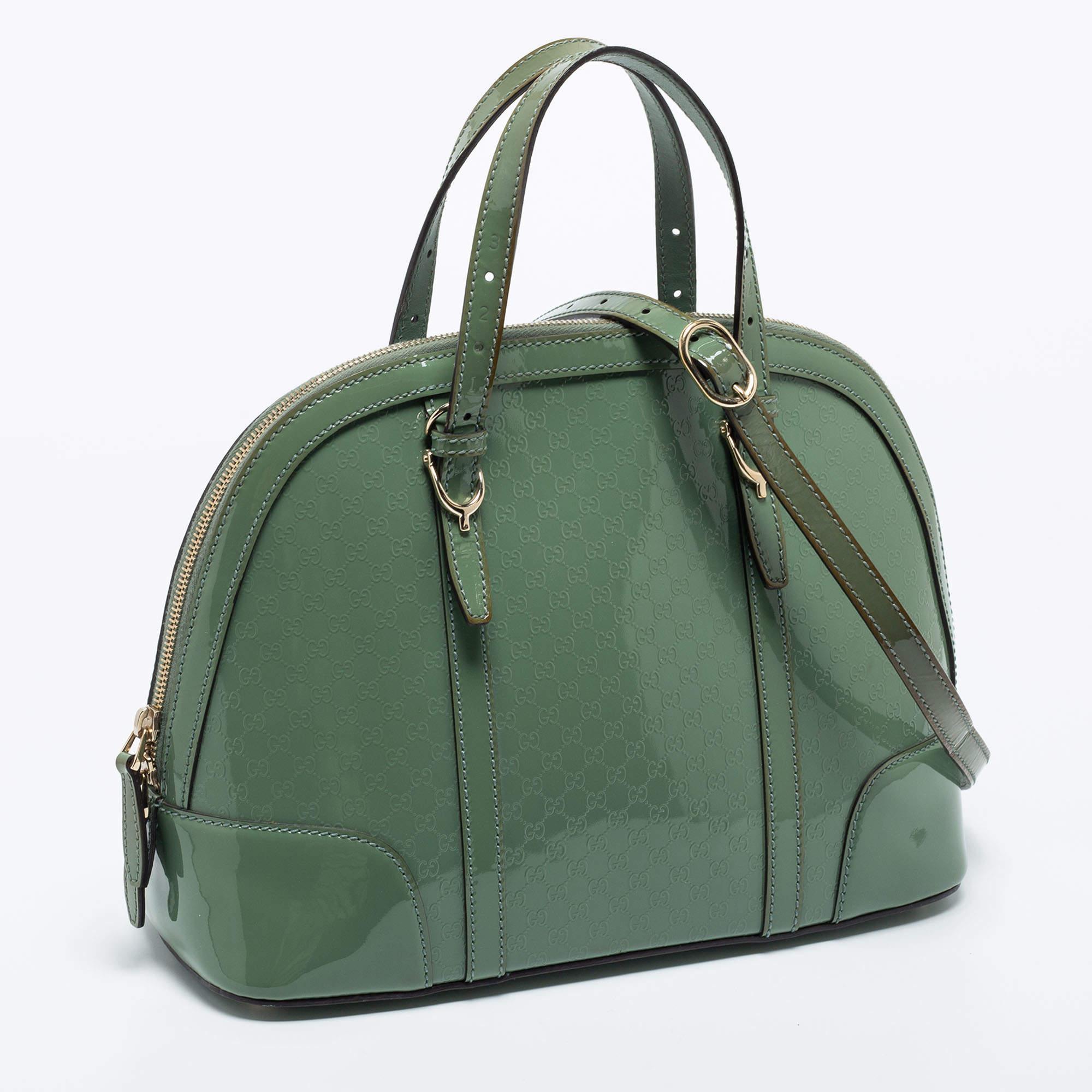 Gucci Green Microguccissima Patent Leather Nice Dome Satchel 1