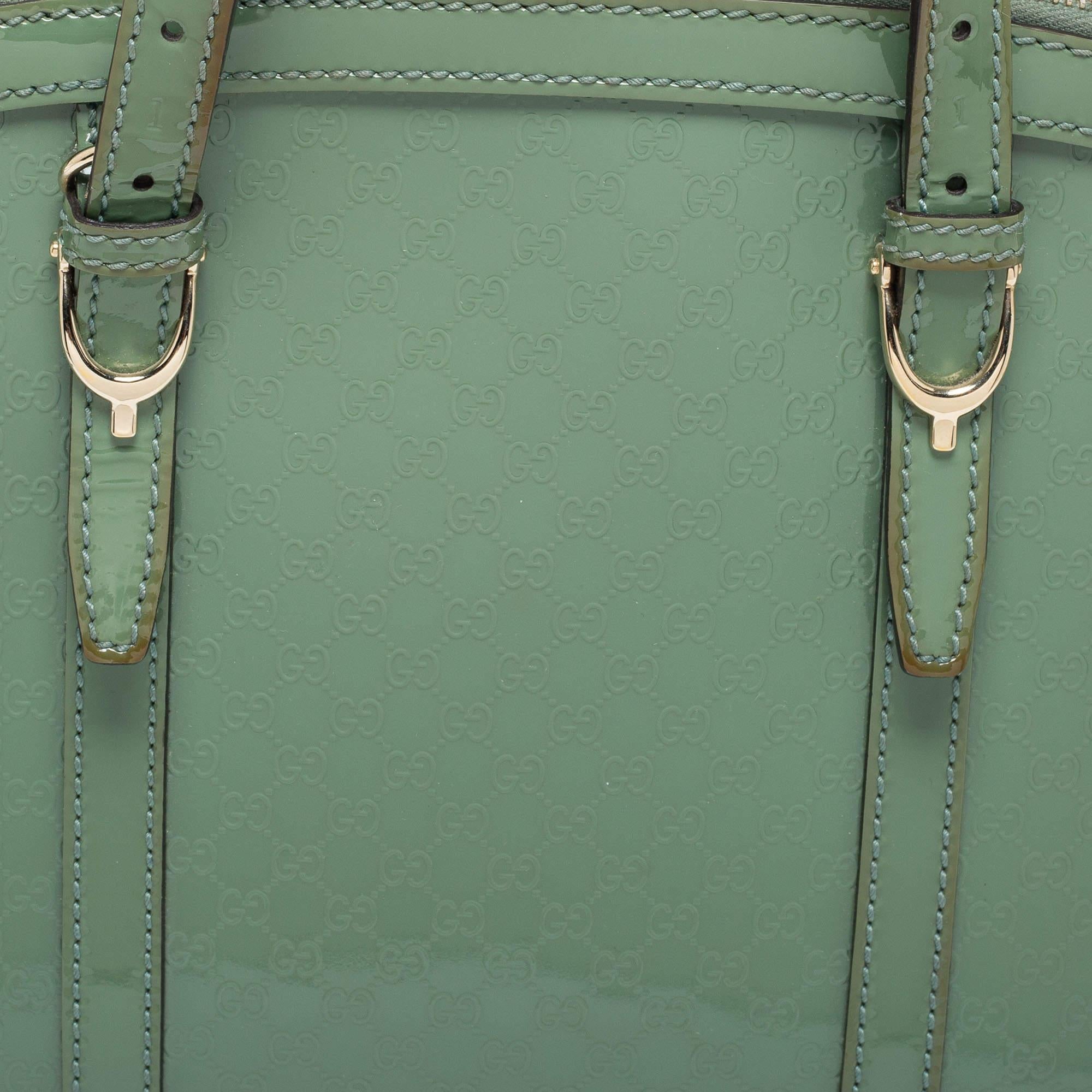 Gucci Green Microguccissima Patent Leather Nice Dome Satchel 4