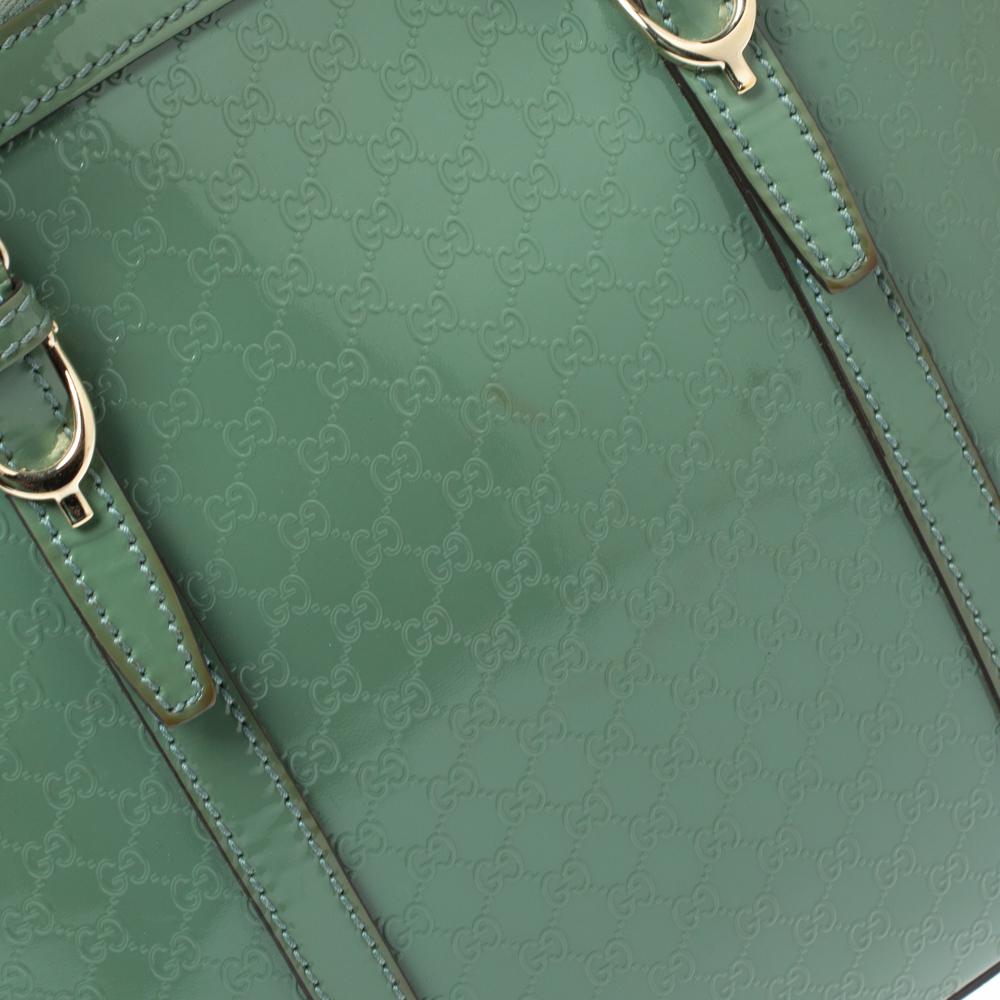 Gucci Green Microguccissima Patent Leather Nice Satchel 1