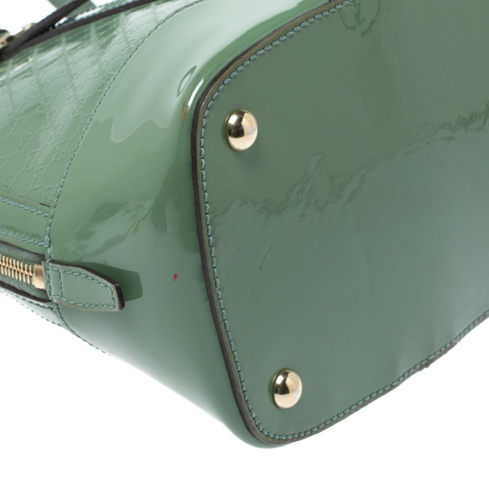 Gucci Green Microguccissima Patent Leather Nice Satchel 3
