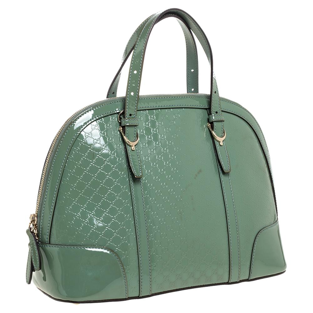 Gray Gucci Green Microguccissima Patent Leather Small Nice Bag