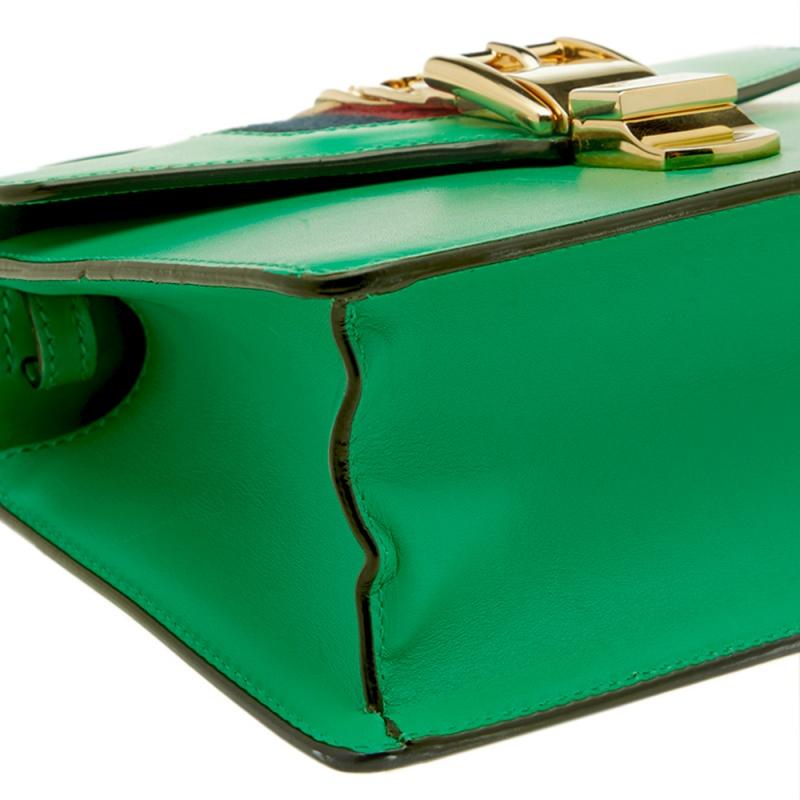 Gucci Green Mini Web Chain Sylvie Top Handle Bag 3