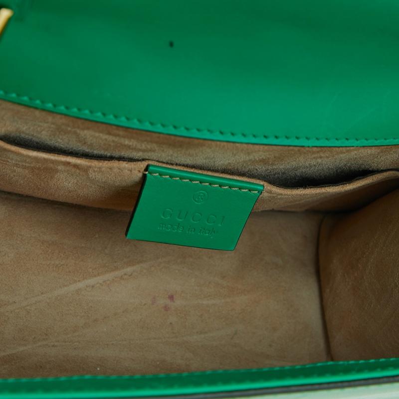 Women's Gucci Green Mini Web Chain Sylvie Top Handle Bag