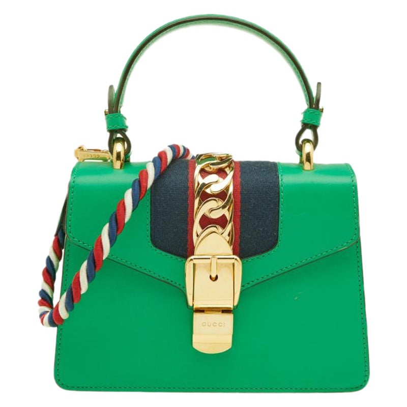 Gucci Green Mini Web Chain Sylvie Top Handle Bag