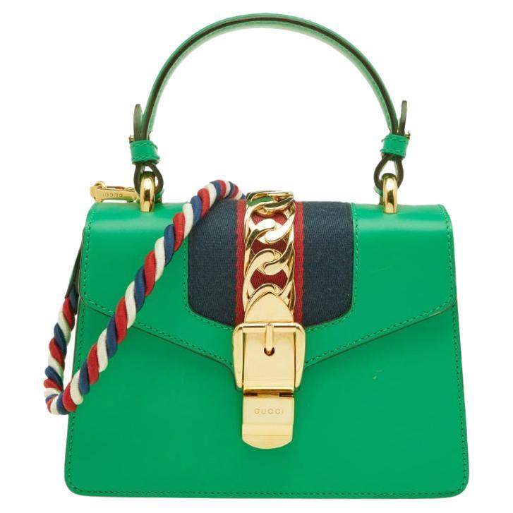 Gucci Green Mini Web Chain Sylvie Top Handle Bag
