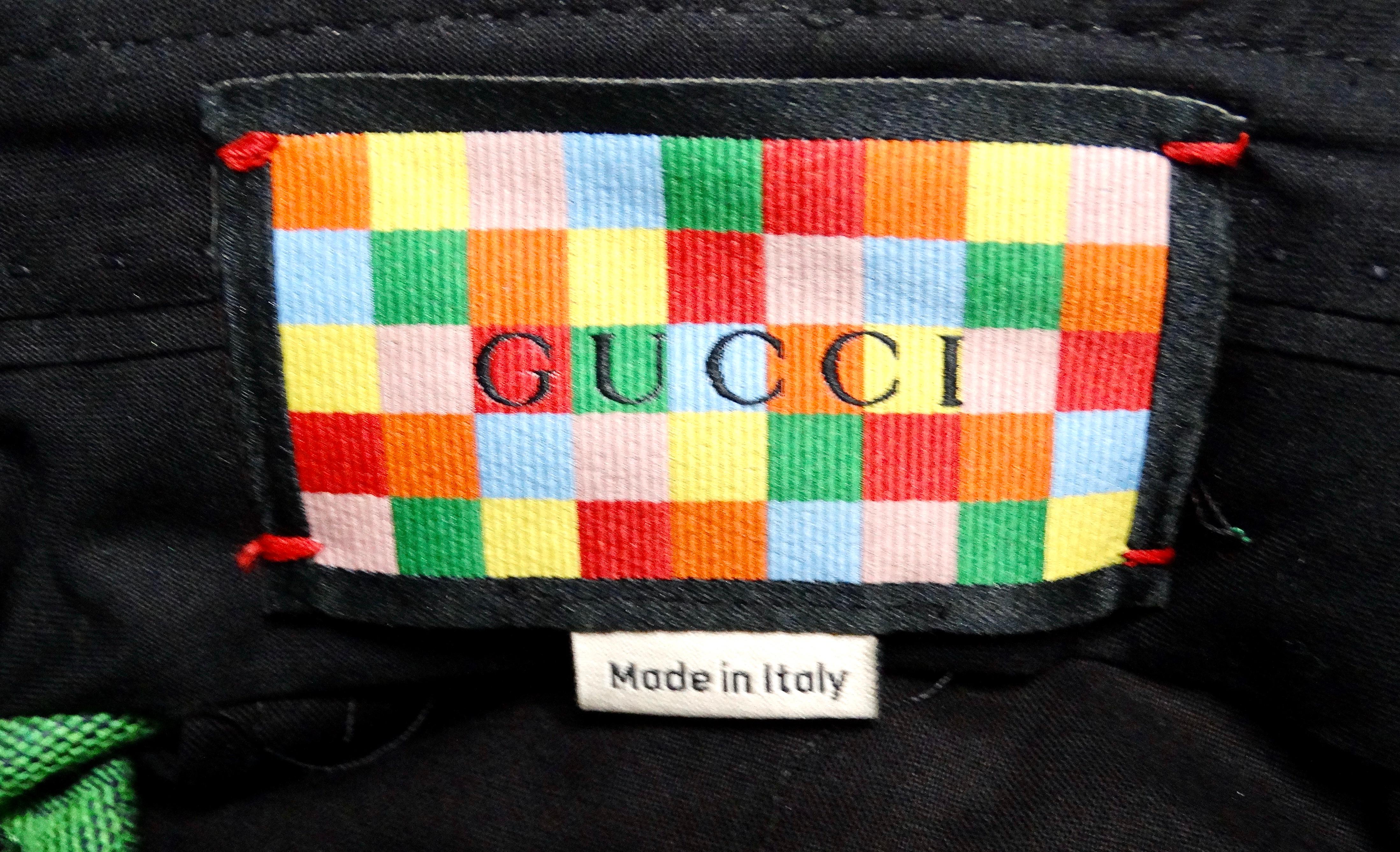 Gucci Green Monogram High-Waisted Pleated Shorts For Sale 2